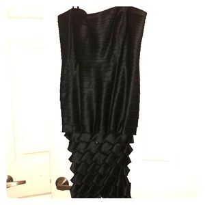 Strapless BCBG black satin dress